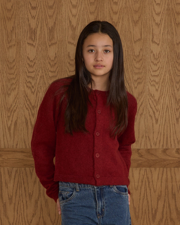 Fuzzy Cardigan - Ruby - SIZE 10 YR