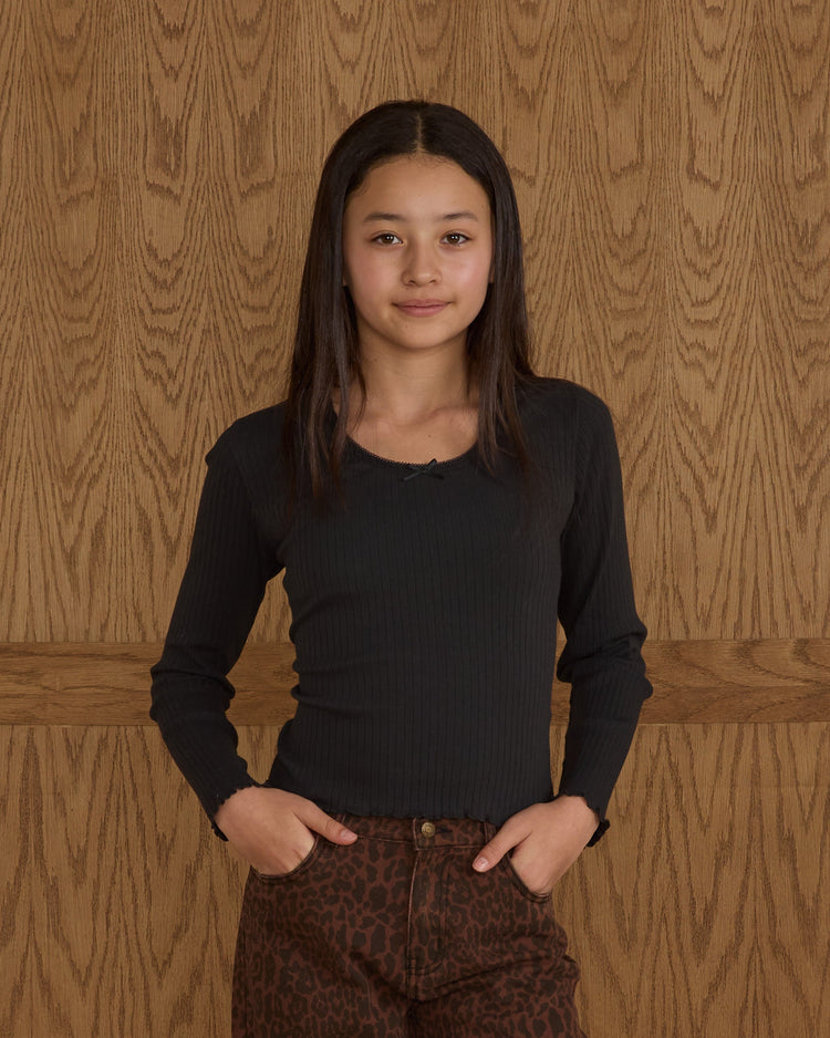 Ribbed Long Sleeve - Black - SIZE 10-12 YEARS