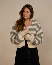 Load image into Gallery viewer, Boxy Crop Cardigan - Laurel Stripe
