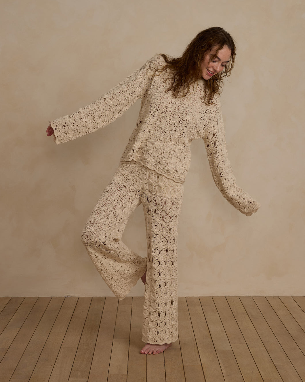 Crochet Knit Pant - Natural