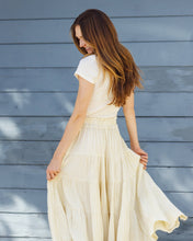 Load image into Gallery viewer, Ruffle Tiered Maxi Skirt - Citron Stripe
