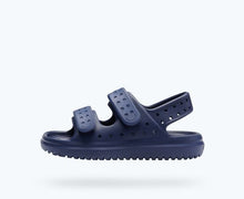 Load image into Gallery viewer, Navy blue sandles from Native Shoes featuring two adjustable straps for a snug fit. 
