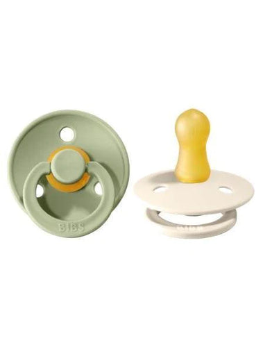 Sage and Ivory coloured 2 pack of baby pacifiers.