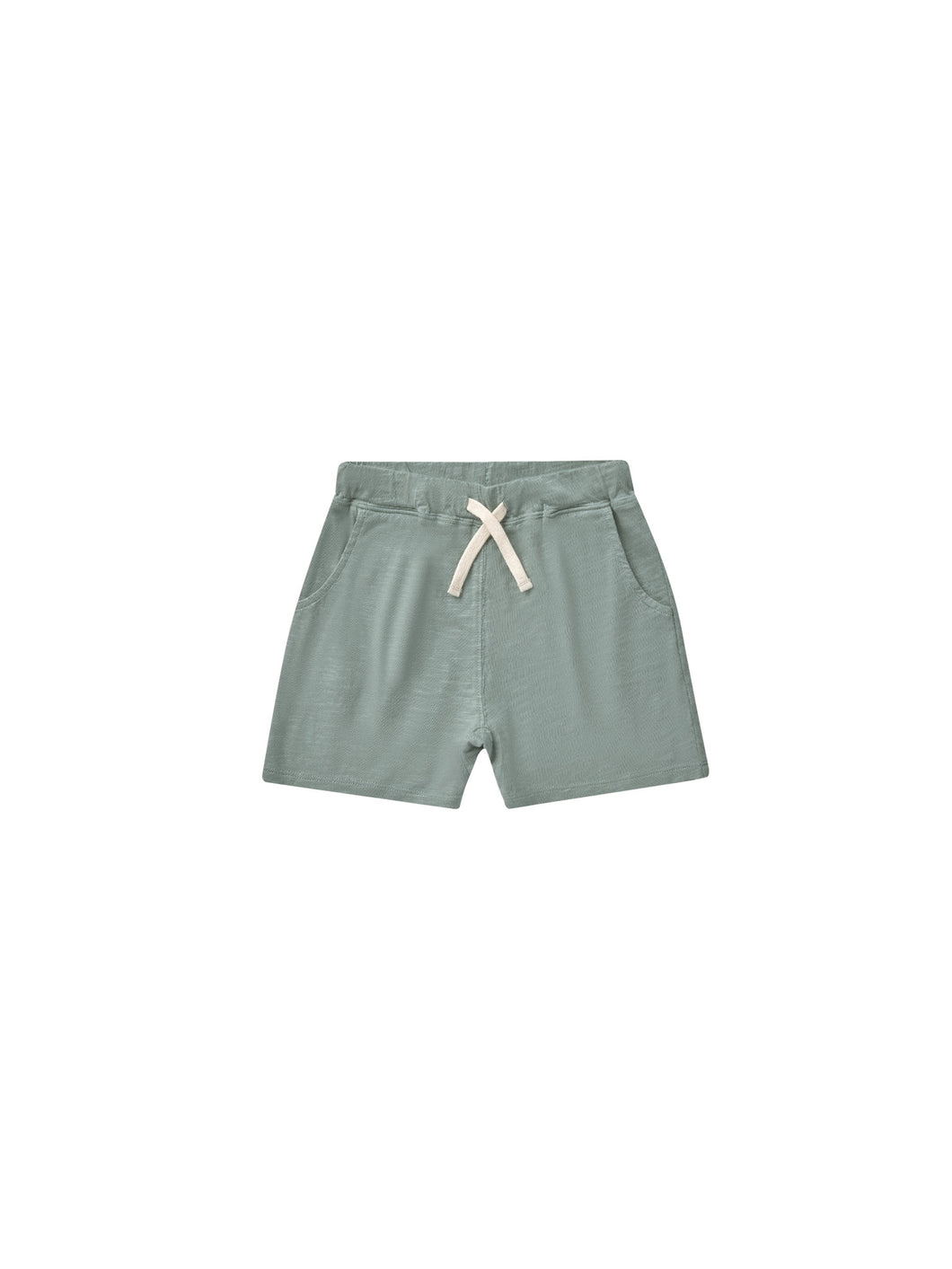 Sam Short is a soft sweat short with a drawstring waistband and this one is featured in an aqua colour. 
