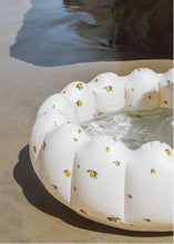 Load image into Gallery viewer, Small Shell shaped pool or kids featuring a lemon all over print. 
