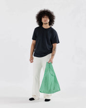 Load image into Gallery viewer, Ripstop Nylon grocery bag from Baggu in a green gingham print.
