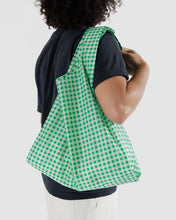 Load image into Gallery viewer, Ripstop Nylon grocery bag from Baggu in a green gingham print.
