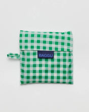 Load image into Gallery viewer, Ripstop Nylon grocery bag from Baggu in a green gingham print.
