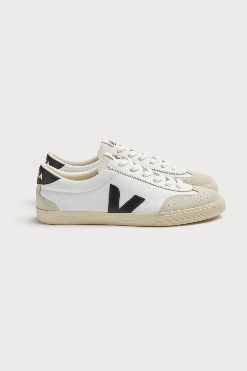 Women's Canvas Volley Sneaker - White and Black
