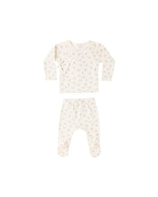 Load image into Gallery viewer, Wrap Top + Footed Pant Set - Flower Field
