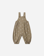 Load image into Gallery viewer, Rylee + Cru Vintage cotton kids overalls with embroidered daisy details.
