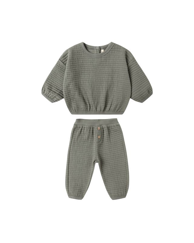 Textured Sweat Set - Forest