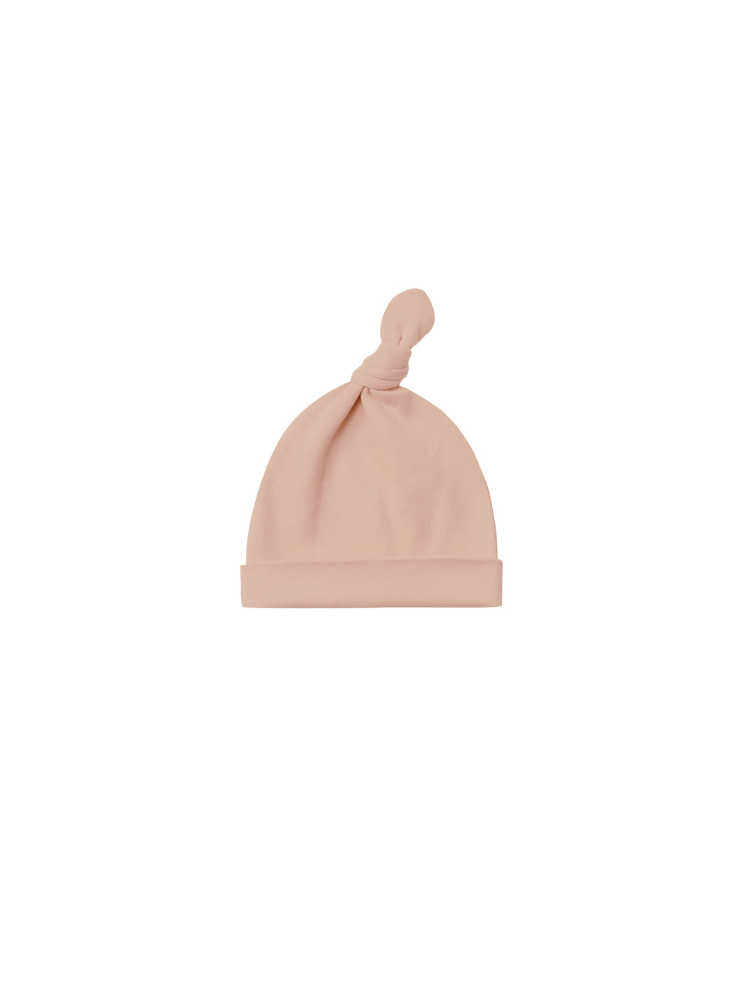 Pink knotted baby hat in a soft and stretchy material. 