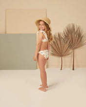 Load image into Gallery viewer, White bikini with flutter sleeves and a floral all over print.
