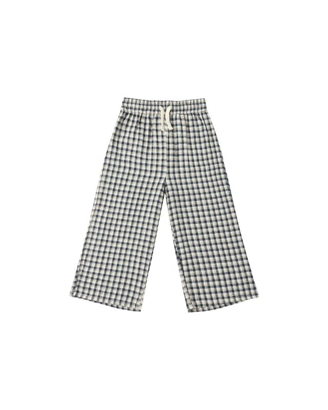 Wide Leg Pant - Navy Check