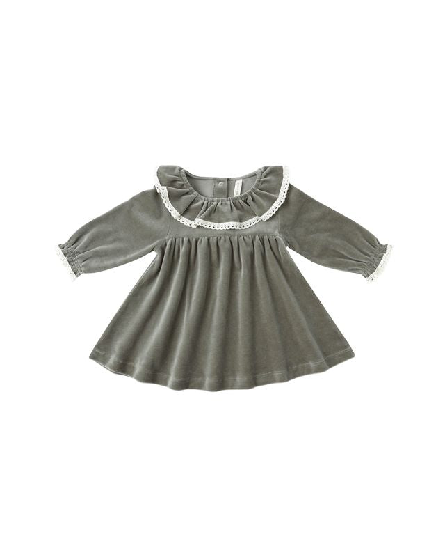 Velour Baby Dress - Forest