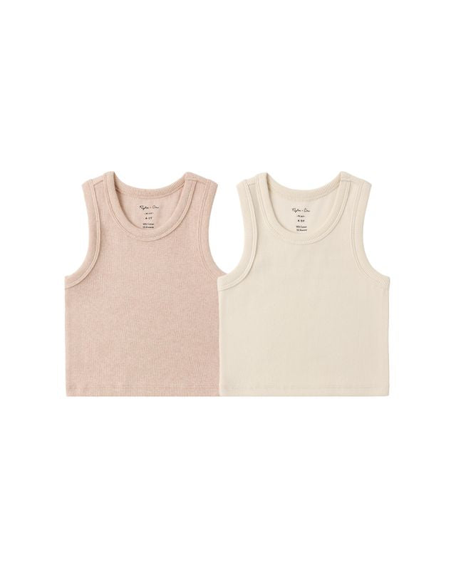 Ribbed Tank Set - Shell, Heathered Blush – Lolo and Spence