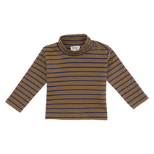 Load image into Gallery viewer, Organic Mock Neck Top - Toffee Stripe SIZE 3-6 MONTHS
