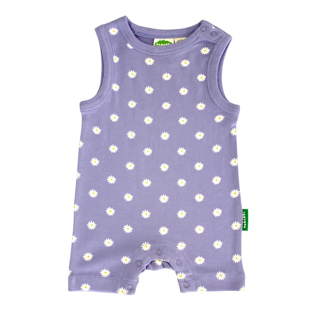 Organic Tank Romper - Lilac Daisies - SIZE 18-24 MONTHS