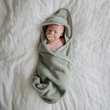 Load image into Gallery viewer, Organic Cotton Baby Hooded Towel - Moss
