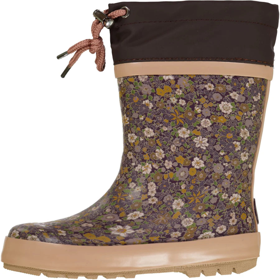 Thermo Rubber Boot Print - Eggplant Flowers - SIZE 34 (1.5)